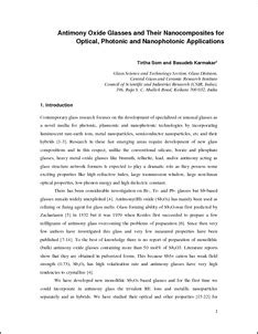 Antimony Oxide Glasses and Their Nanocomposites for Optical, Photonic ...