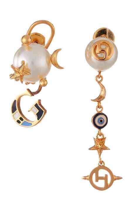 Buy Gold Plated Pearls Galaxie Mismatched Bead Danglers by Outhouse ...
