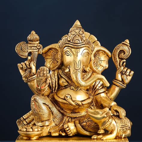 Brass Lord Ganesha Chowki Idol (12 Inch) – Vedansh Craft
