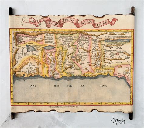 Holy Land Old Map, 1525 Map of the Holy Land by Lorenz Fries, Antique Maps of Middle East and ...