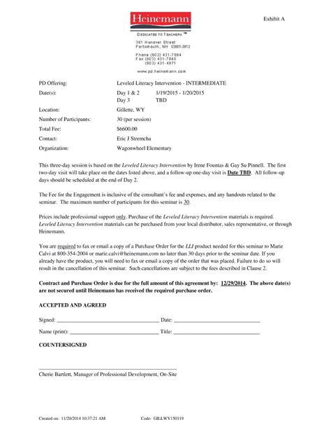 Fillable Online web ccsd k12 wy Exhibit A PD Offering: Leveled Literacy ...