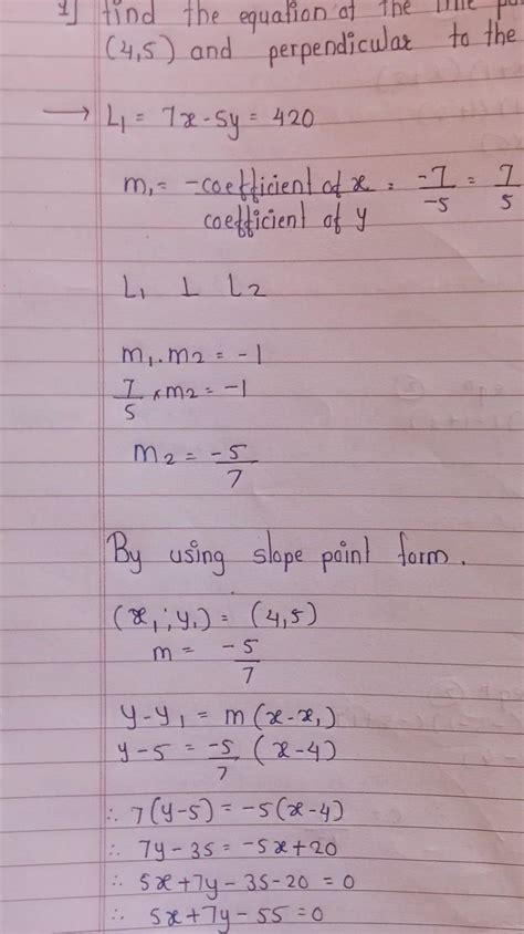 find the equation of the line passing through the point (4,5) and ...