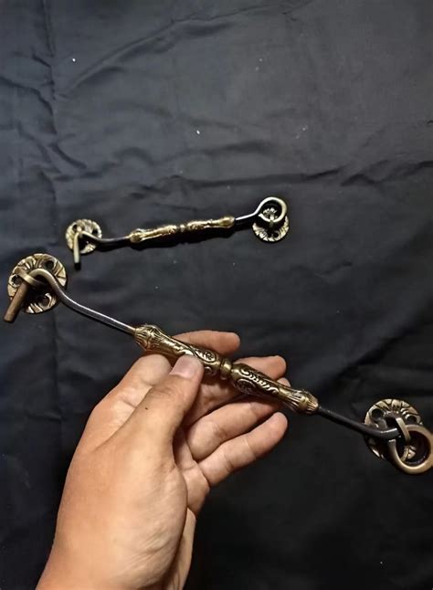 Buy Antique Brass Window Hook Latch, Rustic Carved Door Fastener ...