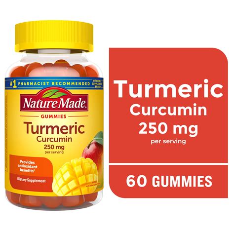 Nature Made Turmeric Vitamin, Chewable Curcumin 250mg Gummies, Dietary ...
