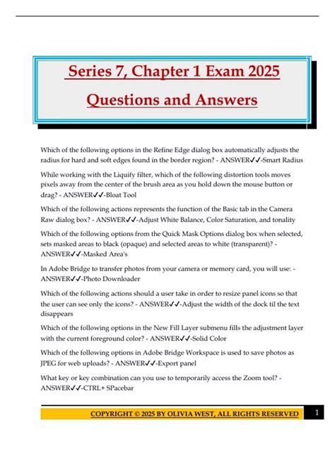Series 7, Chapter 1 Exam 2025 Questions and Answers - Series 7 - Stuvia US