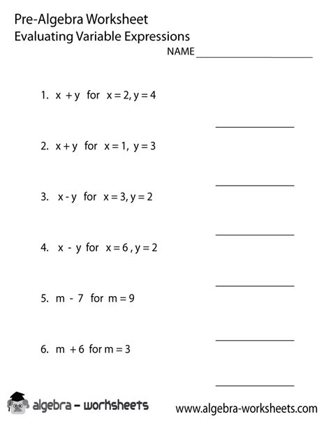 Pre Algebra Worksheet 的图像结果