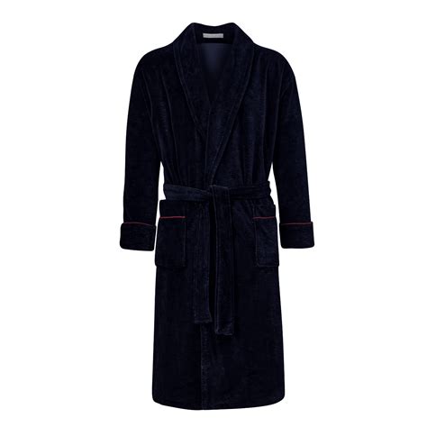 Carnegie Luxury Cotton Long Smoking Jacket in Navy | Bown of London ...