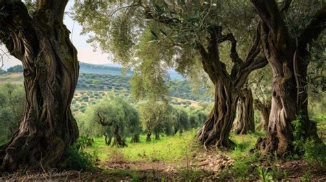 Ancient olive trees in a sunny grove | Premium AI-generated image