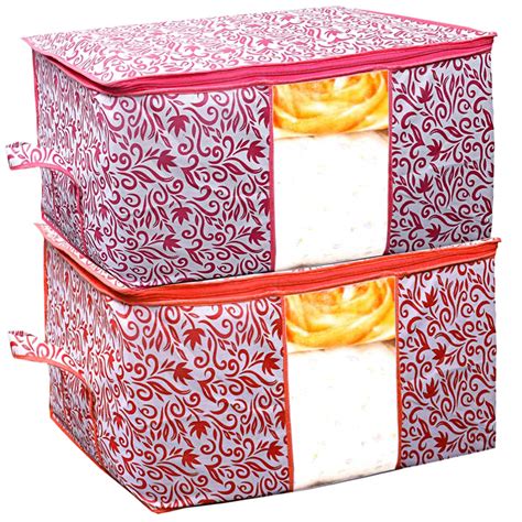 Kuber Industries Leaf Design 2 Piece Non Woven Fabric Underbed Storage ...