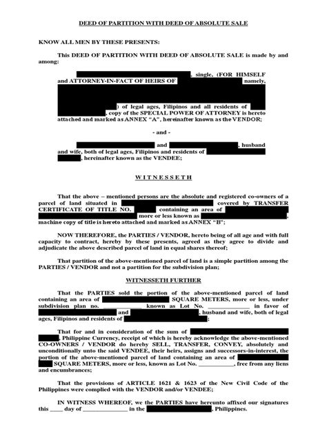 Image result for Deed of Partition Sample