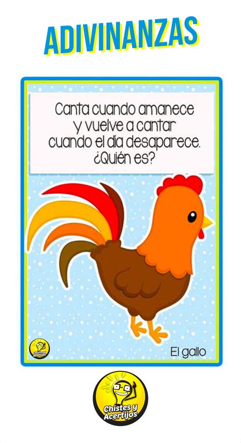 Adivinanza del gallo | Adivinanzas, Adivinanzas cortas para niños ...