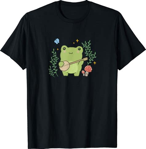 Buy Kawaii Cute Frog Banjo Butterfly - Cottagecore Aesthetic T-Shirt ...