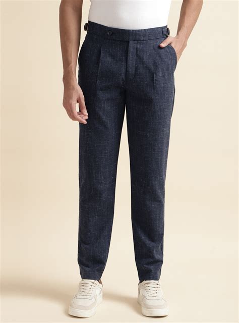 Buy Sapphire Blue Chino | Casual Navy Dobby Chinos for Men Online | Andamen