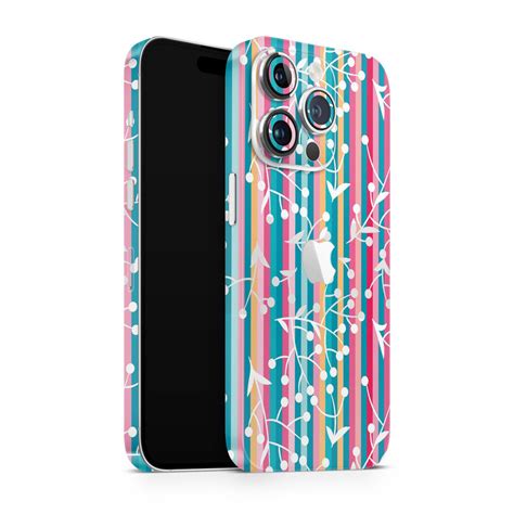 Apple iPhone Skin Wrap - White Floral on Multi Bars – SkinsLegend