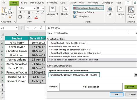 Image result for Conditional Format Using Formulas for Dates