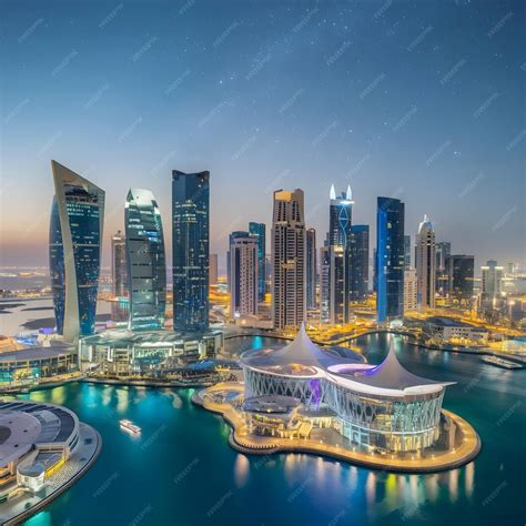 Doha capital city of rich country Qatar has attractive buildings and ...