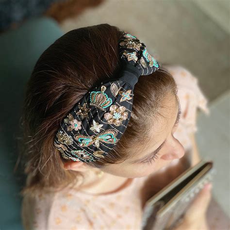 Charlotte Black Hand Embellished Headband/Hairband – Joey & Pooh