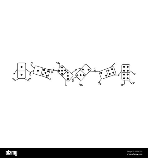 Fun and playful domino. The minimalistic vector illustration. Teamwork ...