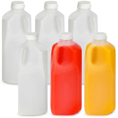 Buy Half Gallon Empty Milk Bottles – Set of 6 HDPE Plastic Juice ...