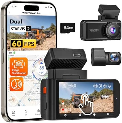 WOLFBOX X3 PRO 2.5K Dual Dash Cam with STARVIS 2 IMX675, 1440P 60FPS ...