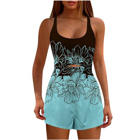 Sakmal Sleeveless Summer Rompers for Women 2025 Racerback Swim Square ...