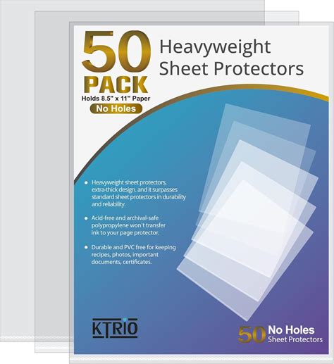 Amazon.com : KTRIO No Holes Sheet Protectors 8.5 x 11 Inch Heavy Duty ...