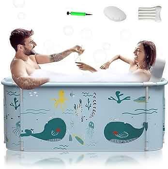 Luteti Extra Large Portable Foldable Bathtub with Metal Frame for Adult ...