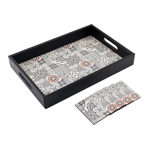 Birch & Co. Wooden Tray for Serving-Free 4 Coasters-10 Inch X 15 Inch ...