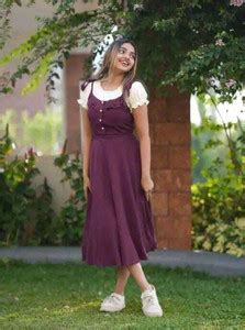 FABRICSSNEHA Women Fit and Flare Purple Midi/Calf Length Dress - Buy ...