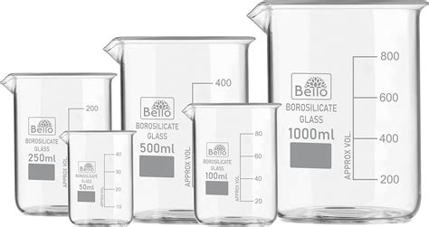 Bello Borosilicate 3.3 Glass Beaker 50 ml, 100 ml, 250 ml, 500 ml, 1000 ...