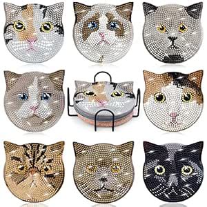 Billbotk 8 Pieces Diamond Painting Coasters Kit with Holder, Diamond ...