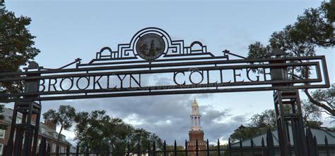 Brooklyn College Entrance Sign on Fence in Front of Public University ...