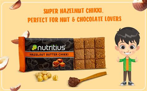 Nutritius Hazelnut Butter Chikki, 125 grams (Pack Of 10) - Family Pack ...