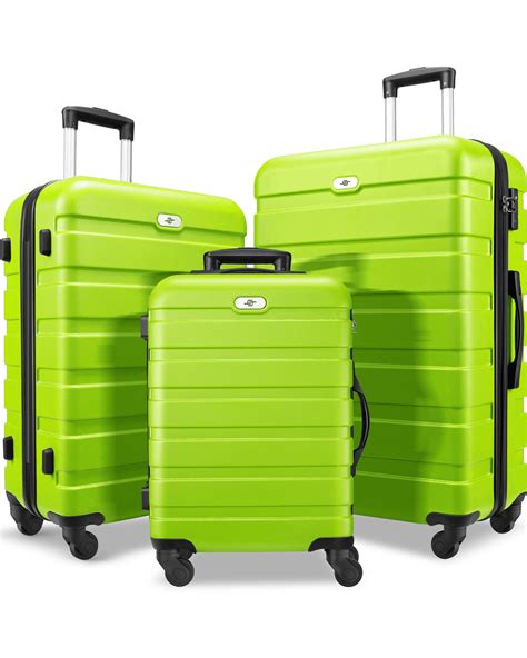 "3 Piece Carry-on and Checked Luggage Set, Hard Shell Suitcase with ...
