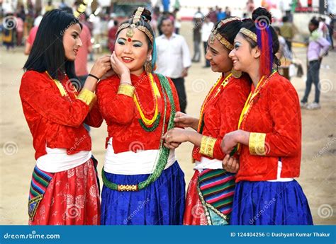 Nepali Girls in Traditional Costume. Editorial Photo - Image of ...
