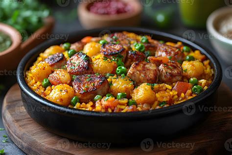 Savory Spanish-Style Paella with Sausages, Shrimp, and Vegetables for ...