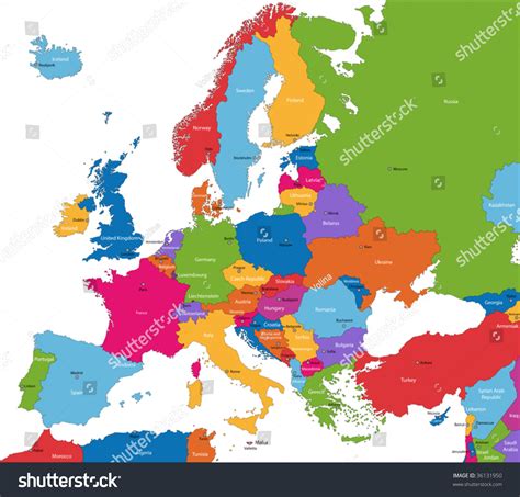 Europe Printable Map With Cities