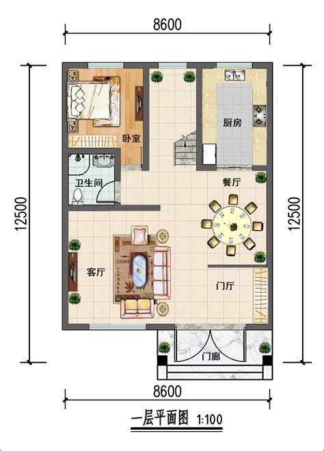 15米x10米两层自建房设计图纸，平屋顶可上楼顶-建房圈