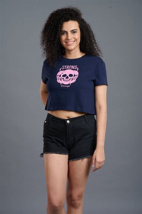 Skull with Strong Printed Crop Top for Women - Go Devil