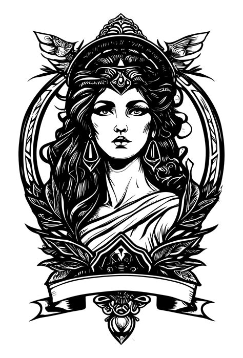 beautiful egyptian cleopatra symbol black and white hand drawn logo illustration 21337739 Vector ...