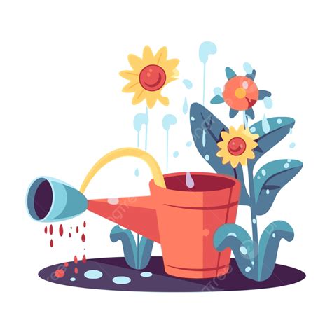 Watering Can And Flowers Clipart