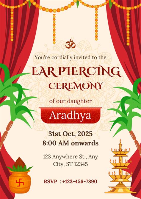 Explore Ear Piercing Ceremony Invitation Templates | Canva