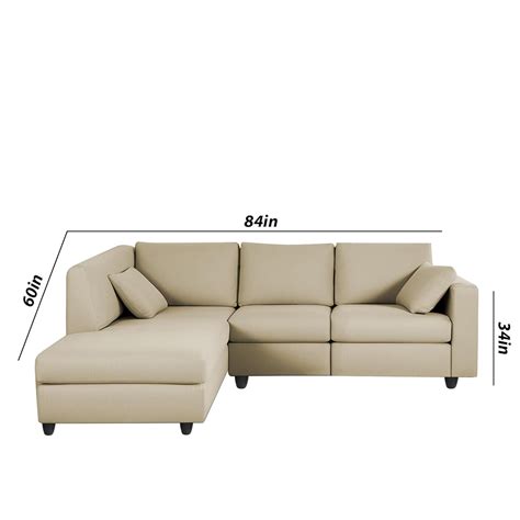 CASALIVING - Dorian LHS 4 Seater L Shape Sofa Set for Living Room (Cre
