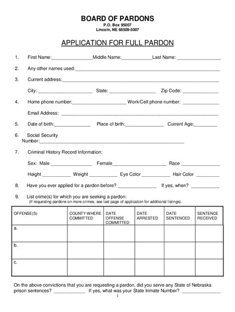 2019-2026 Form NE Application for Full Pardon - Blank Fillable Template ...