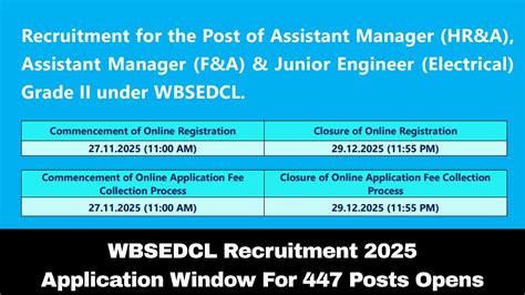 WBSEDCL Recruitment 2025: Application Window For 447 Posts Opens; Check ...