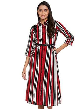 Buy plusS Women's Polyester Classic Midi Casual Dress (LDR7215 ...