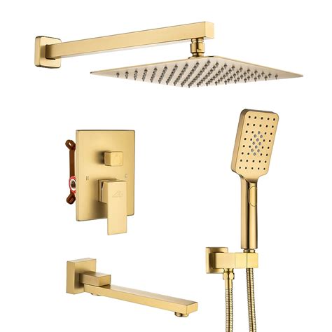 CASAINC Gold 12-in Built-In Shower Faucet System with 3-way Diverter ...