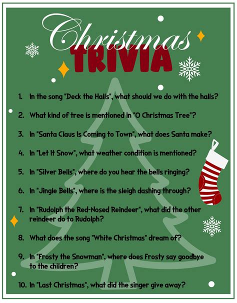 Christmas Song Trivia - 12 Free PDF Printables | Printablee