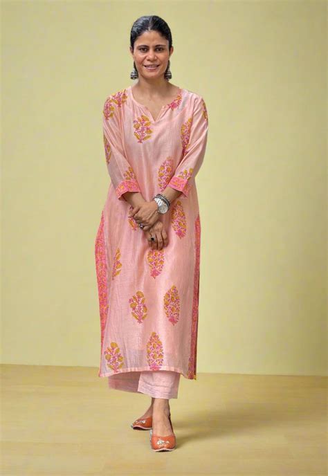 Handloom Hand Block Printed Chanderi Silk Kurta Set – Chakori Ethnic