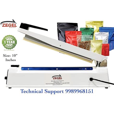 Buy ZEGEL sealing machine 10" Hand Table Top Pouch Plastic Packaging ...